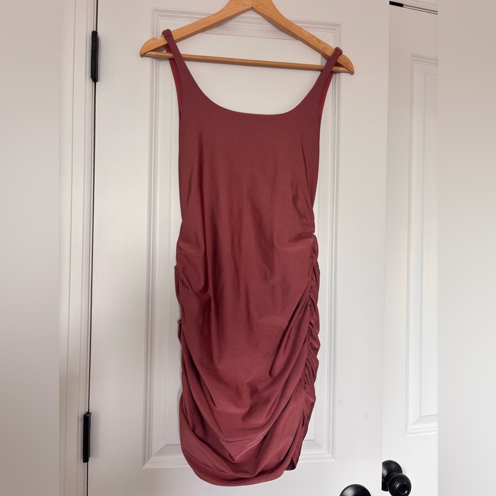 Windsor Ruched Tank Mini Dress Mauve Pink Size Large